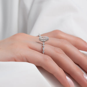 The Lindsey Set With A 1.5 Carat Elongated Cushion Moissanite