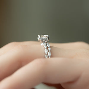 The Lindsey Set With A 1.5 Carat Elongated Cushion Moissanite