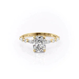 The Lindsey Set With A 3 Carat Elongated Cushion Moissanite