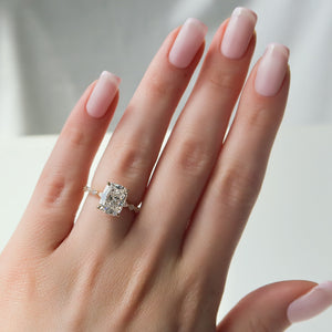 The Lindsey Set With A 4 Carat Elongated Cushion Moissanite