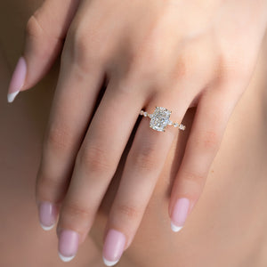 The Lindsey Set With A 4 Carat Elongated Cushion Moissanite