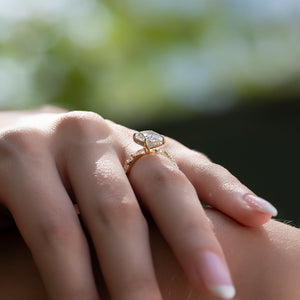 The Lindsey Set With A 4 Carat Elongated Cushion Moissanite