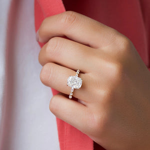 The Lindsey Set With A 4 Carat Elongated Cushion Moissanite