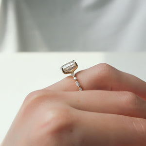 The Lindsey Set With A 4 Carat Elongated Cushion Moissanite