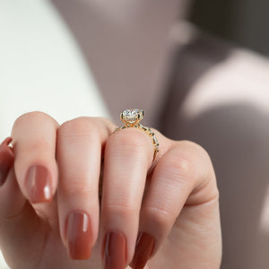 The Lindsey Set With A 4 Carat Elongated Cushion Moissanite