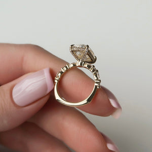 The Lindsey Set With A 4 Carat Elongated Cushion Moissanite