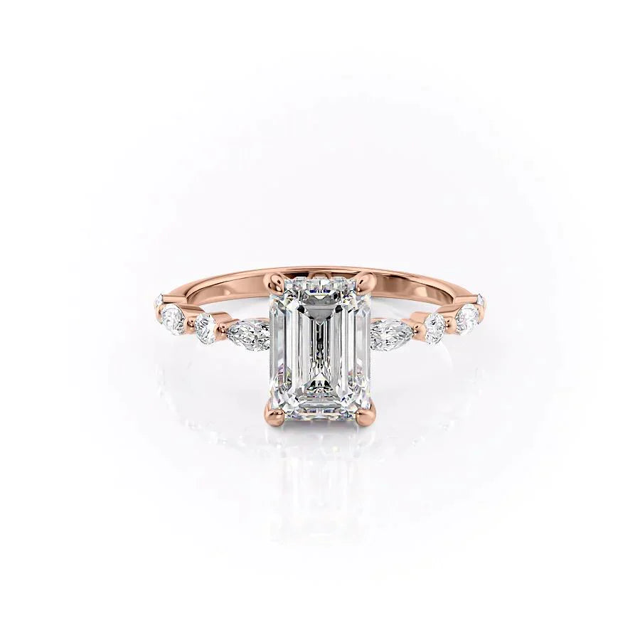 The Lindsey Set With A 3 Carat Emerald Lab Diamond