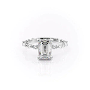 The Lindsey Set With A 2.5 Carat Emerald Moissanite