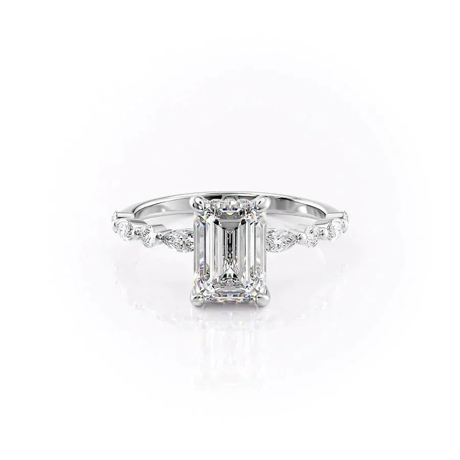 The Lindsey Set With A 4.5 Carat Emerald Moissanite