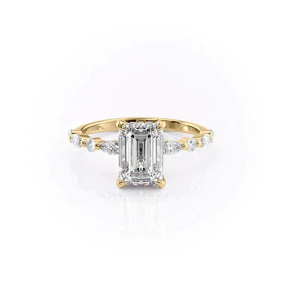 The Lindsey Set With A 5 Carat Emerald Moissanite