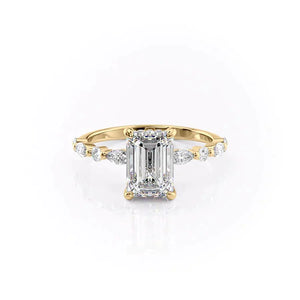 The Lindsey Set With A 5 Carat Emerald Moissanite