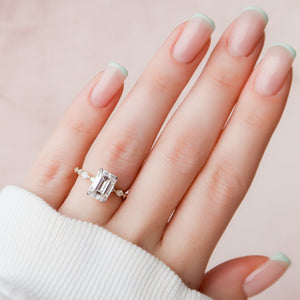 The Lindsey Set With A 4.5 Carat Emerald Moissanite