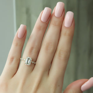 The Lindsey Set With A 4.5 Carat Emerald Moissanite