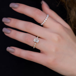The Lindsey Set With A 4.5 Carat Emerald Moissanite