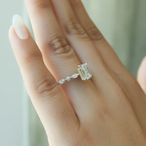 The Lindsey Set With A 4.5 Carat Emerald Moissanite