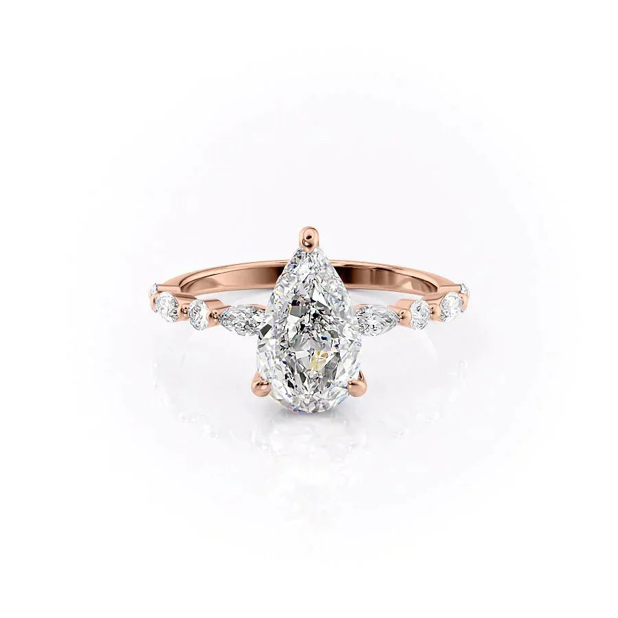 The Lindsey Set With A 3 Carat Pear Lab Diamond