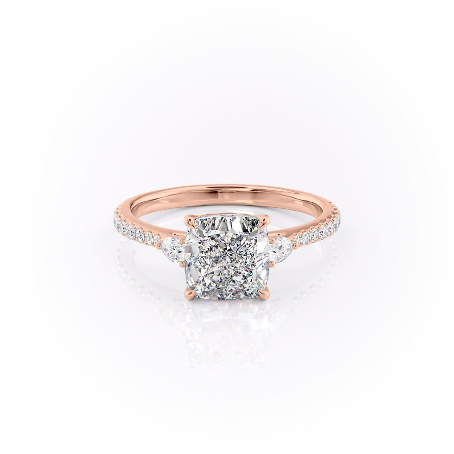 The Pave Pears Liv Set With A 1 Carat Cushion Lab Diamond