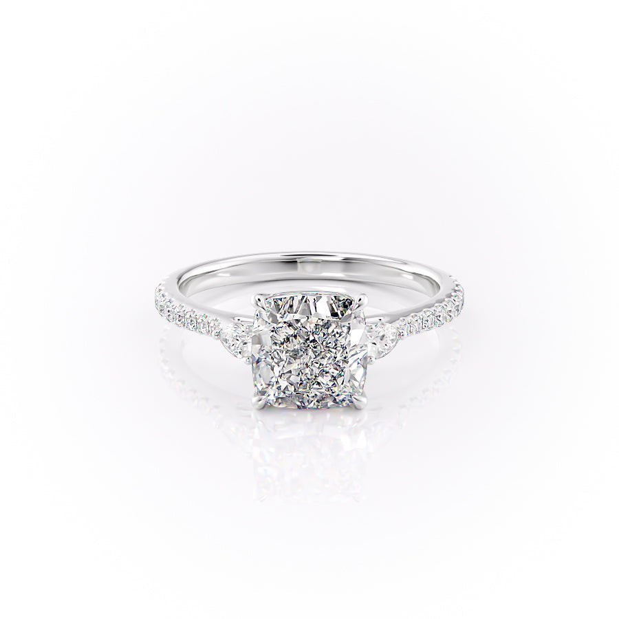 The Pave Pears Liv Set With A 2.5 Carat Cushion Moissanite
