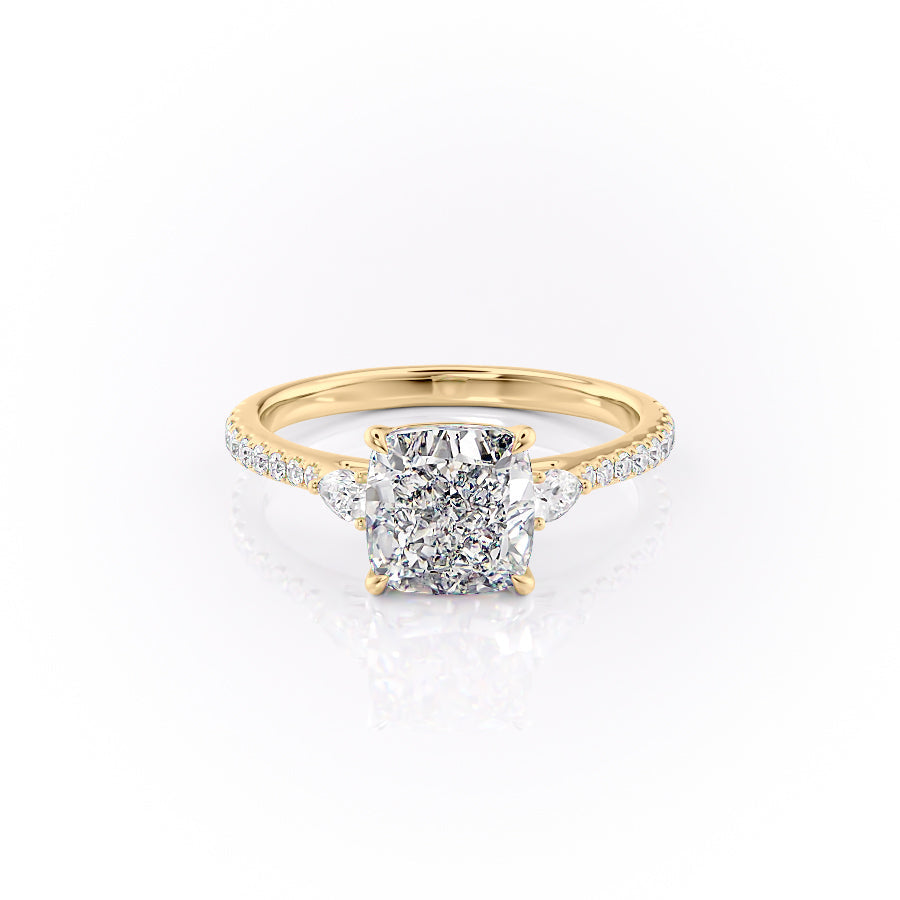The Pave Pears Liv Set With A 1.5 Carat Cushion Moissanite
