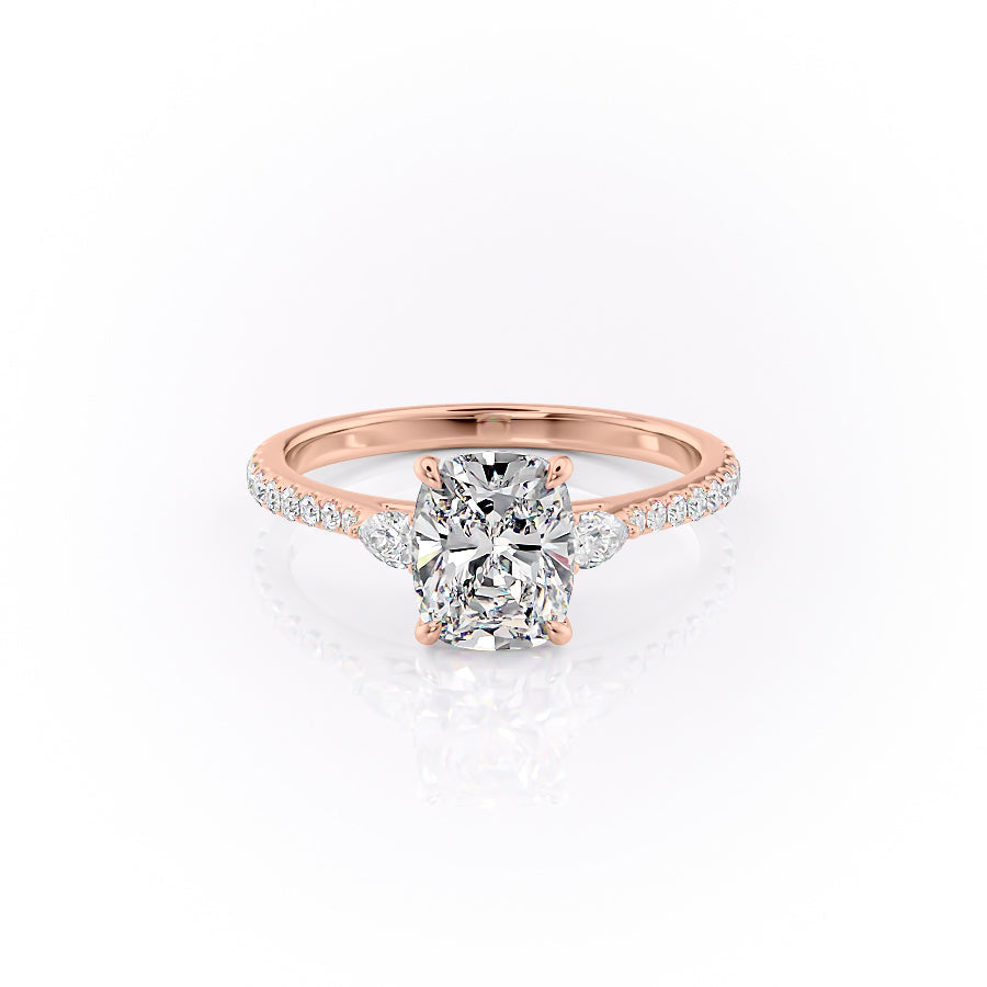 The Pave Pears Liv Set With A 3.5 Carat Elongated Cushion Moissanite