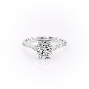 The Pave Pears Liv Set With A 2 Carat Elongated Cushion Moissanite
