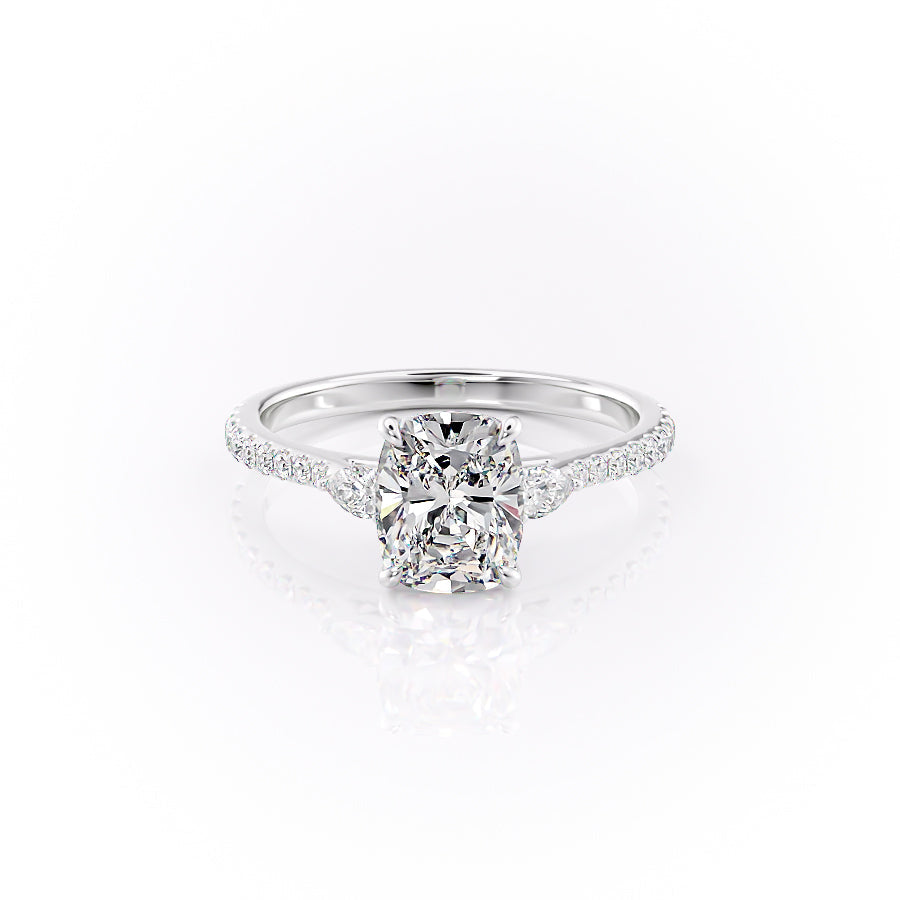 The Pave Pears Liv Set With A 4.5 Carat Elongated Cushion Moissanite