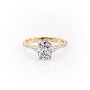 The Pave Pears Liv Set With A 2 Carat Elongated Cushion Moissanite