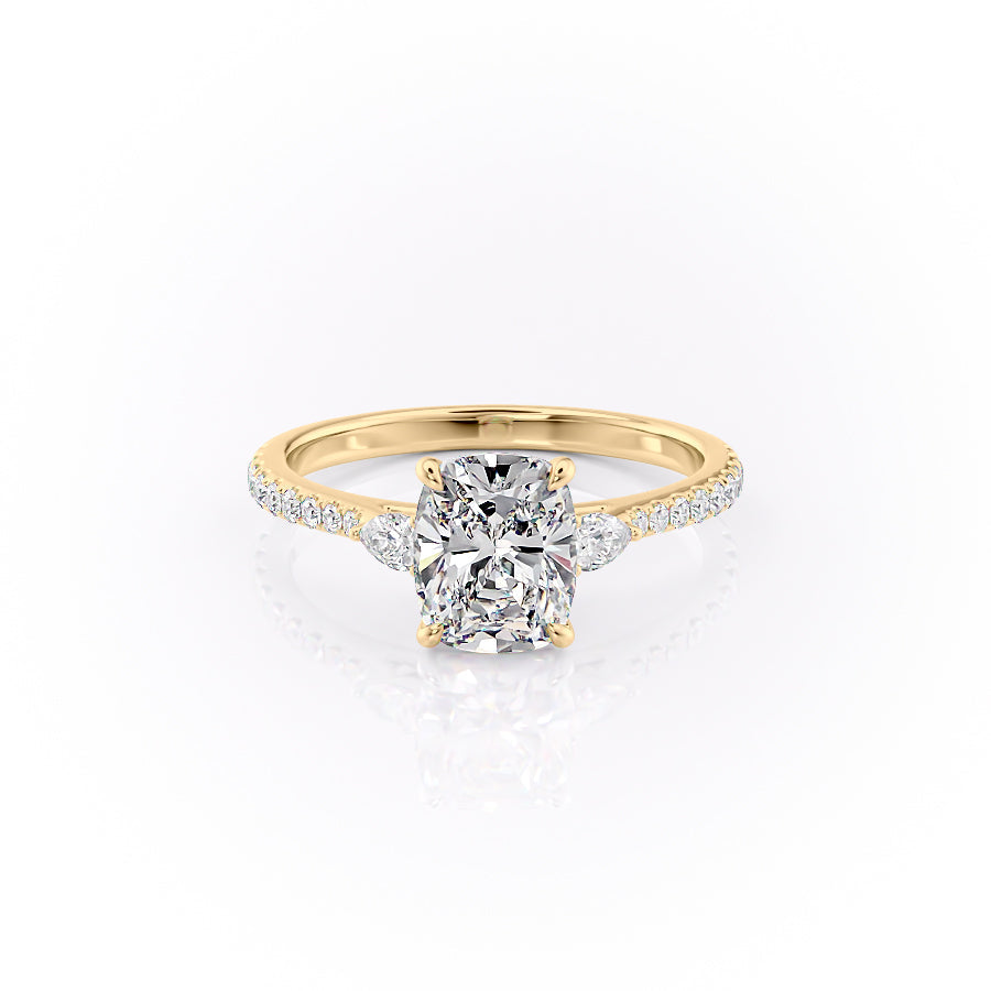 The Pave Pears Liv Set With A 2 Carat Elongated Cushion Lab Diamond