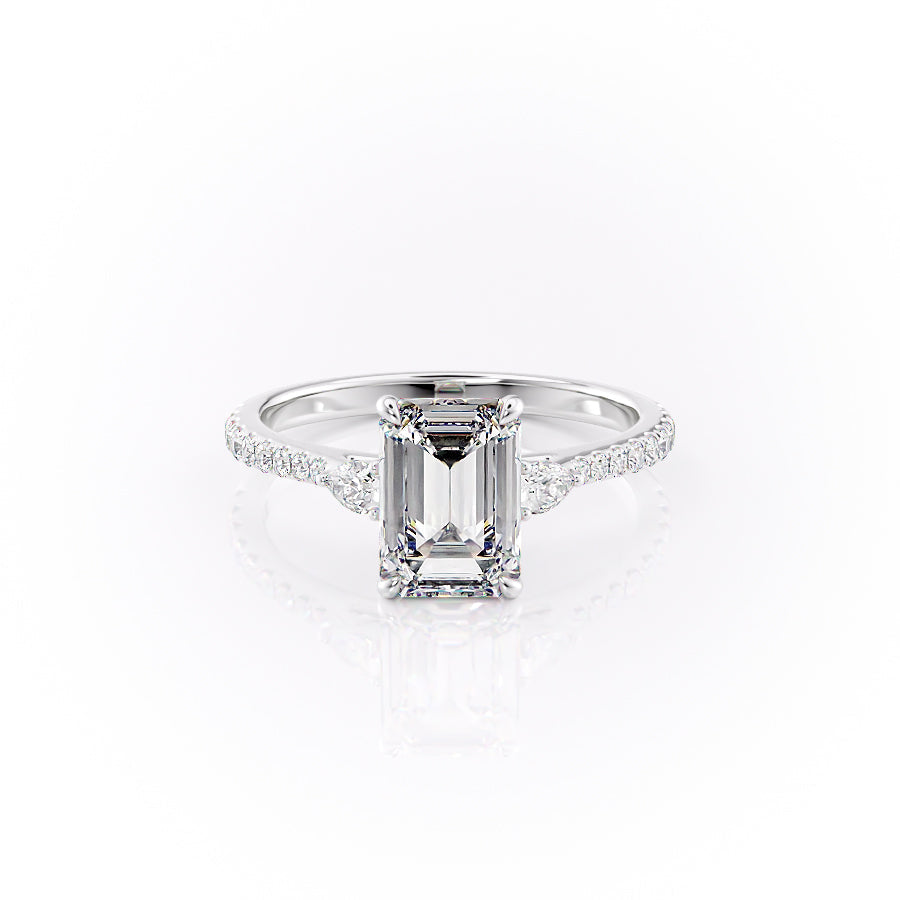 The Pave Pears Liv Set With A 1 Carat Emerald Moissanite
