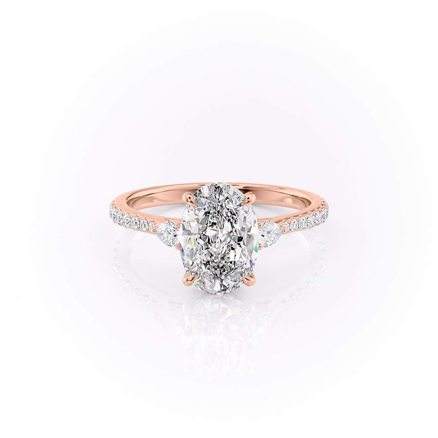 The Pave Pears Liv Set With A 3 Carat Oval Lab Diamond