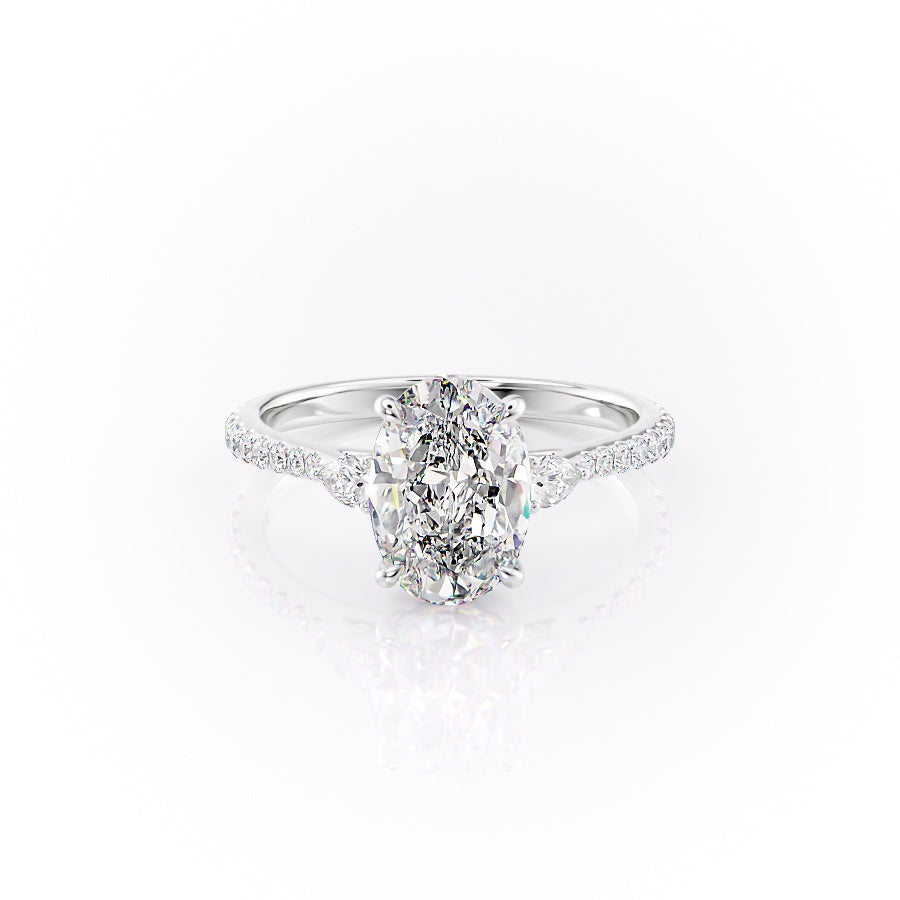 The Pave Pears Liv Set With A 1.5 Carat Oval Moissanite