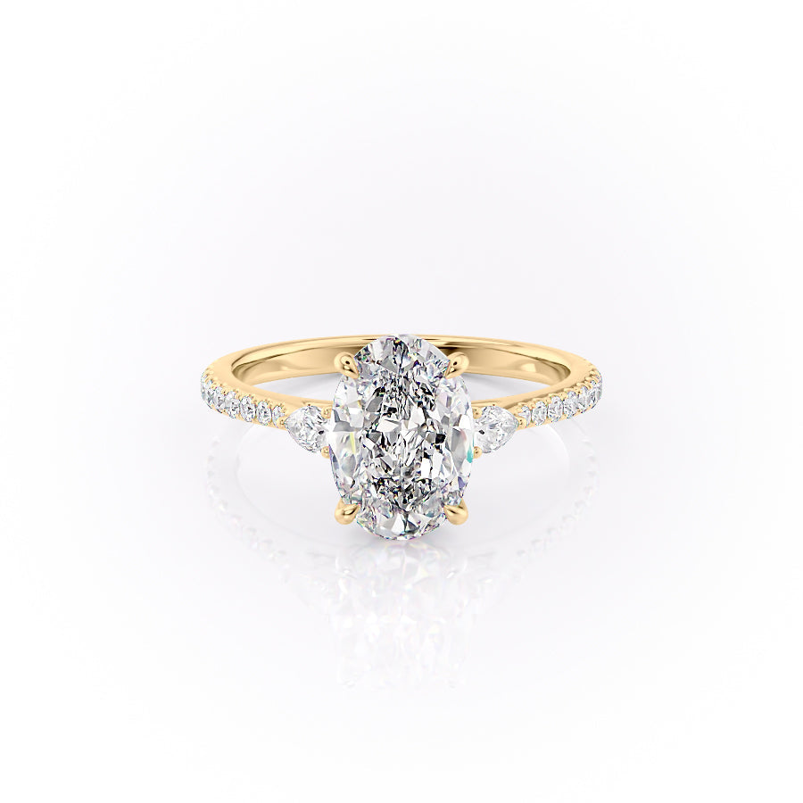 The Pave Pears Liv Set With A 2.5 Carat Oval Lab Diamond