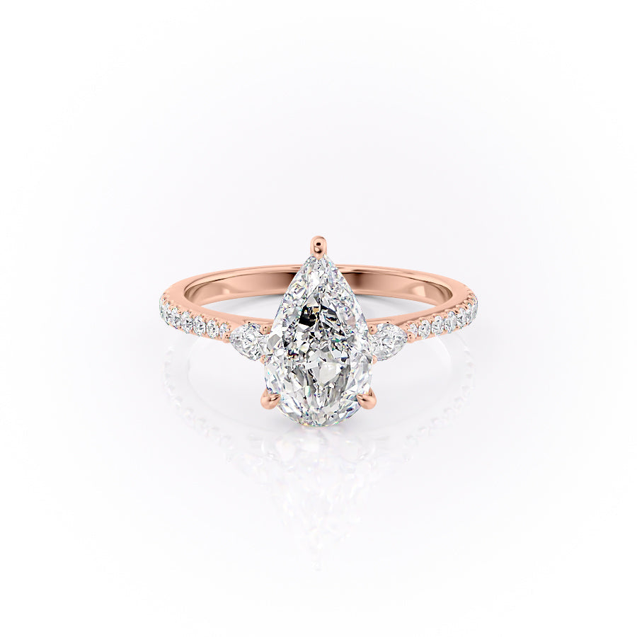 The Pave Pears Liv Set With A 1 Carat Pear Lab Diamond