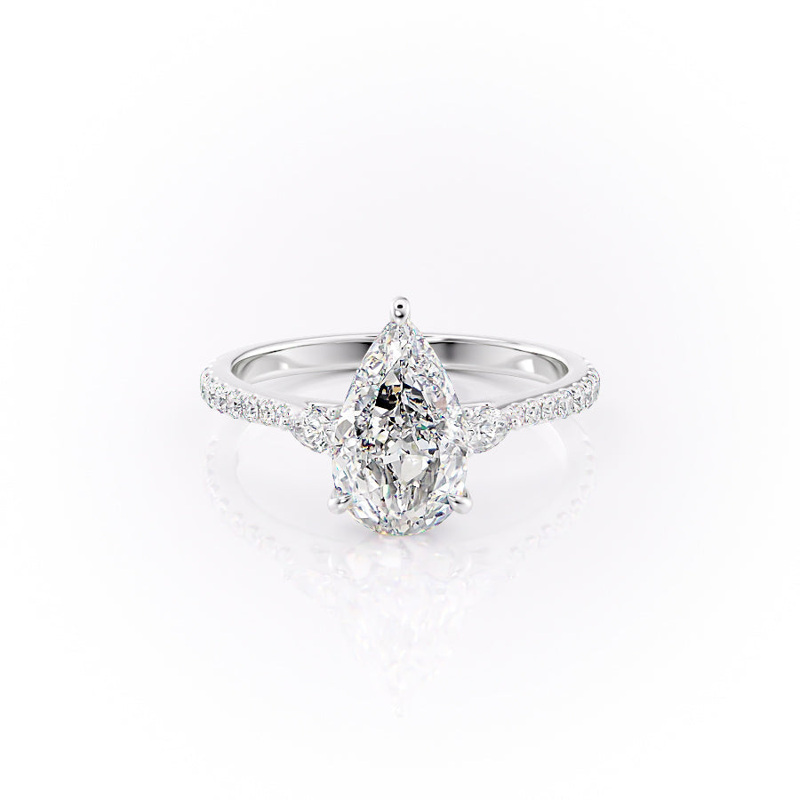 The Pave Pears Liv Set With A 1.5 Carat Pear Moissanite