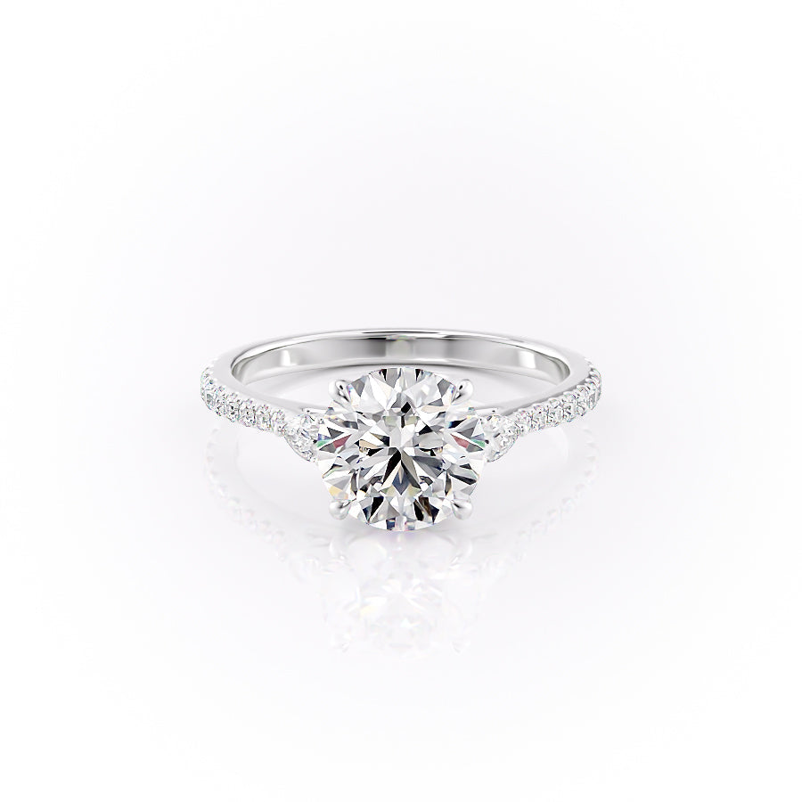 The Pave Pears Liv Set With A 1.5 Carat Round Moissanite