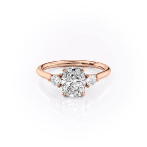 The Lia Set With A 1.5 Carat Elongated Cushion Moissanite