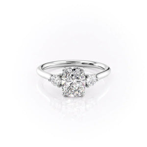 The Lia Set With A 2.5 Carat Elongated Cushion Moissanite