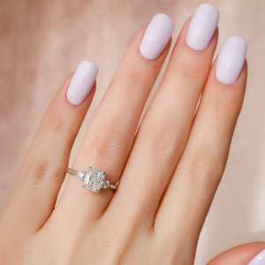 The Lia Set With A 1 Carat Elongated Cushion Lab Diamond