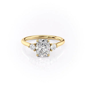 The Lia Set With A 2.5 Carat Elongated Cushion Moissanite