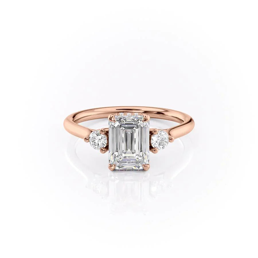 The Lia Set With A 3.5 Carat Emerald Moissanite