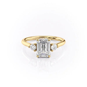 The Lia Set With A 3.5 Carat Emerald Moissanite