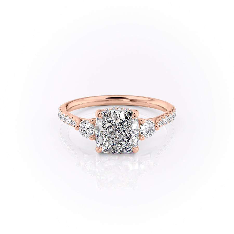 The Pave Lia Set With A 2.5 Carat Cushion Moissanite