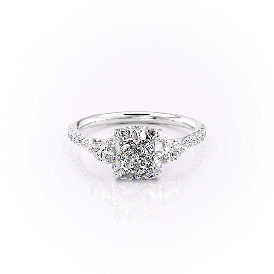 The Pave Lia Set With A 4.5 Carat Cushion Moissanite