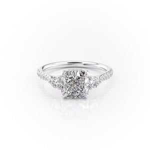 The Pave Lia Set With A 3 Carat Cushion Moissanite