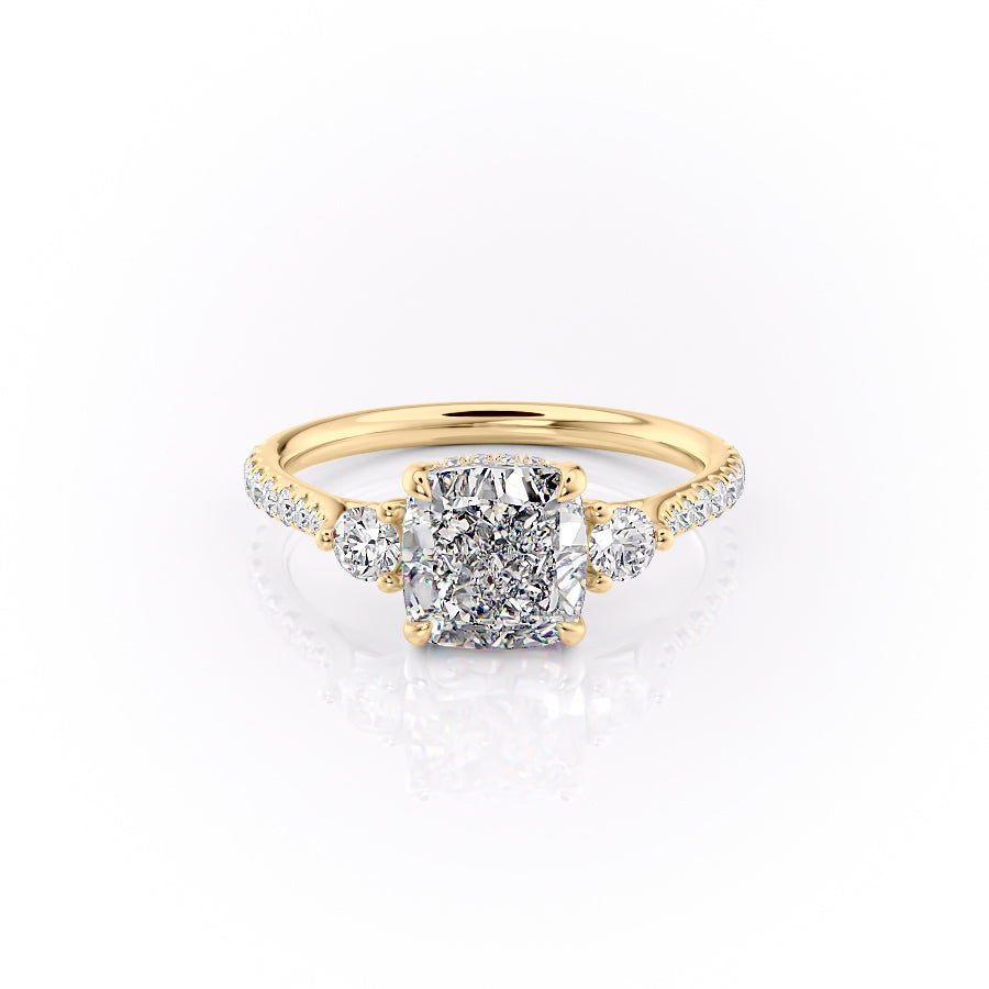 The Pave Lia Set With A 4.5 Carat Cushion Moissanite