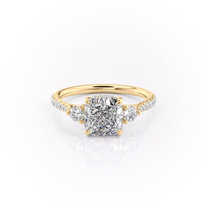 The Pave Lia Set With A 2.5 Carat Cushion Lab Diamond
