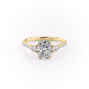 The Pave Lia Set With A 2 Carat Elongated Cushion Lab Diamond