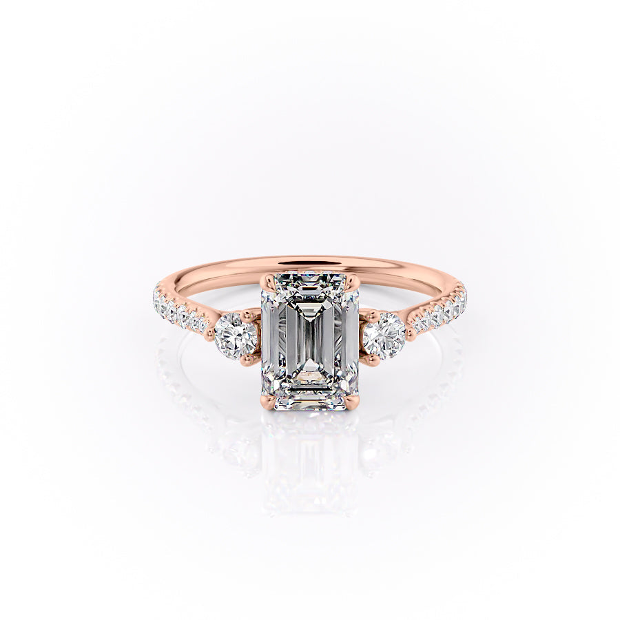 The Pave Lia Set With A 3 Carat Emerald Moissanite