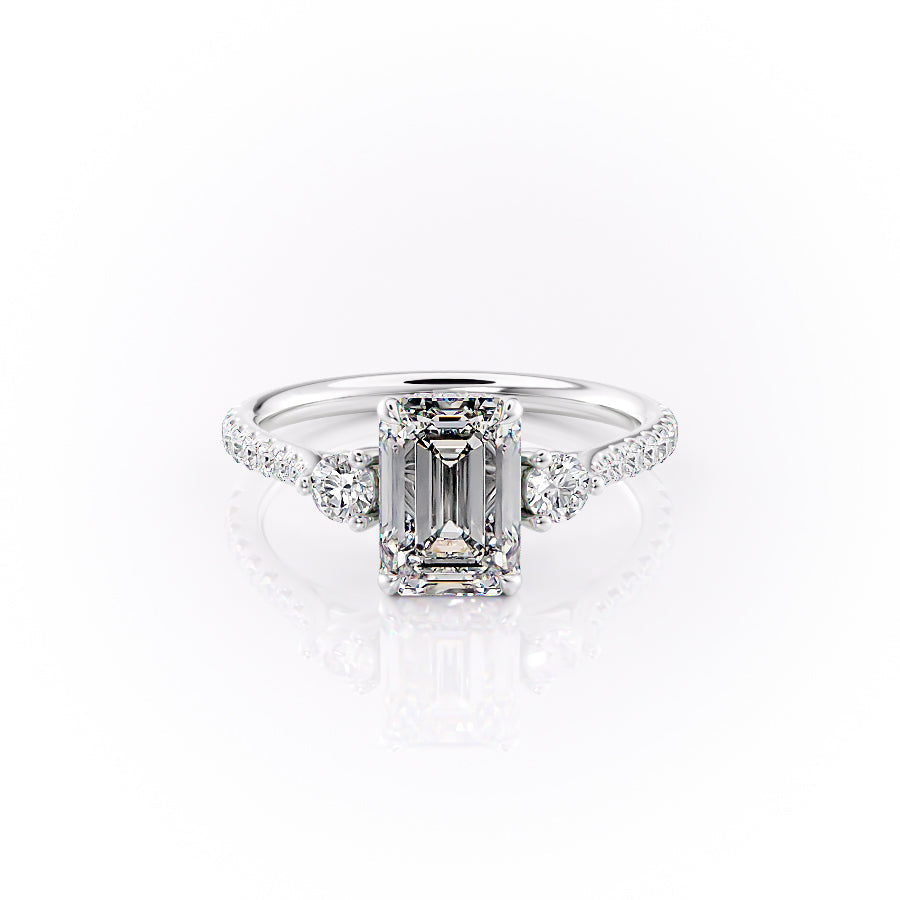 The Pave Lia Set With A 3 Carat Emerald Moissanite