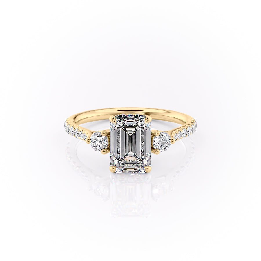 The Pave Lia Set With A 2.5 Carat Emerald Moissanite